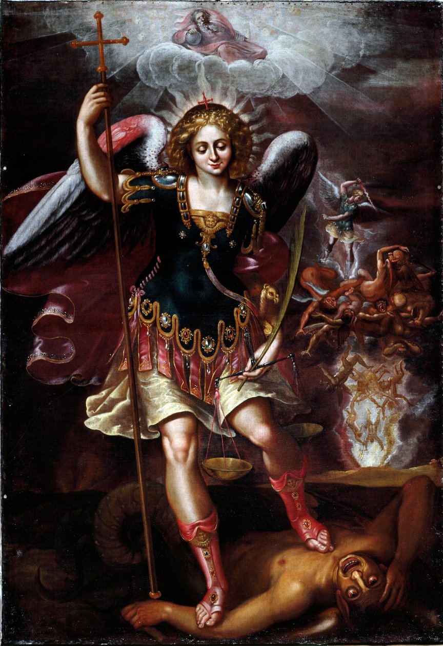 Ærkeenglen Sankt Michael (olie på træ af Cornelis de Wael