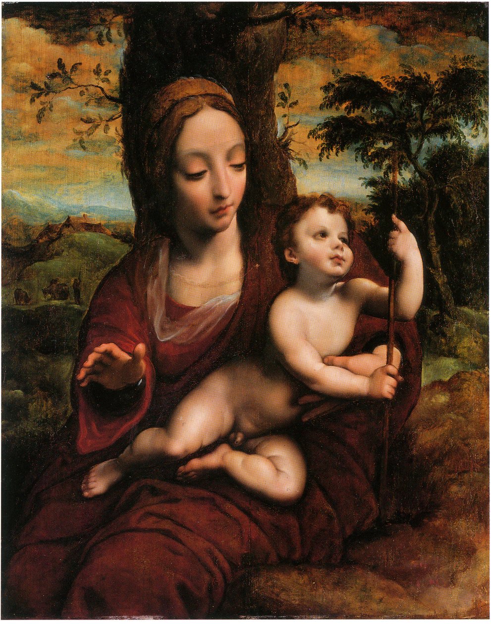 Madonnaen og barnet i et landskab af Cornelis van Cleve