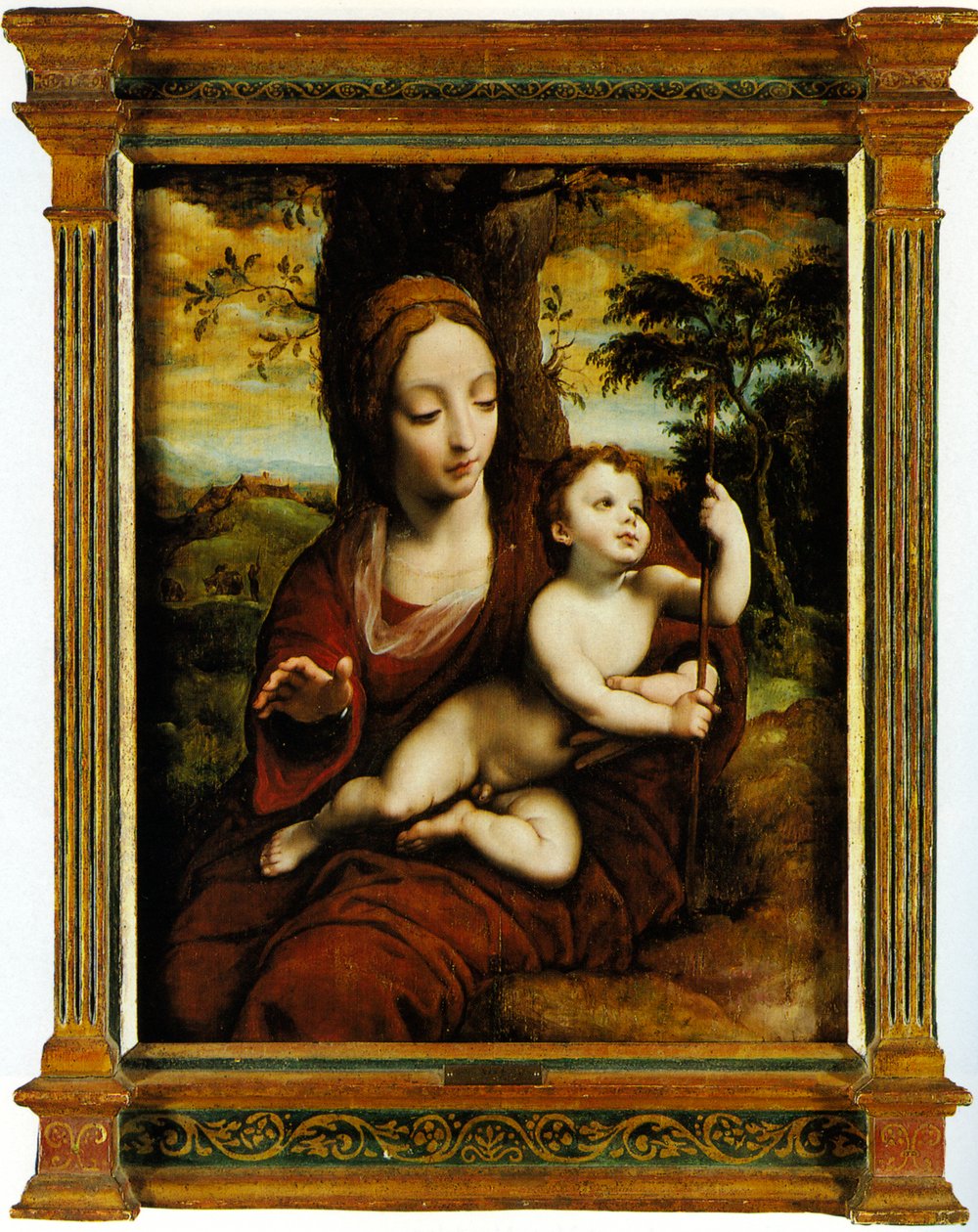 Madonnaen og barnet i et landskab af Cornelis van Cleve