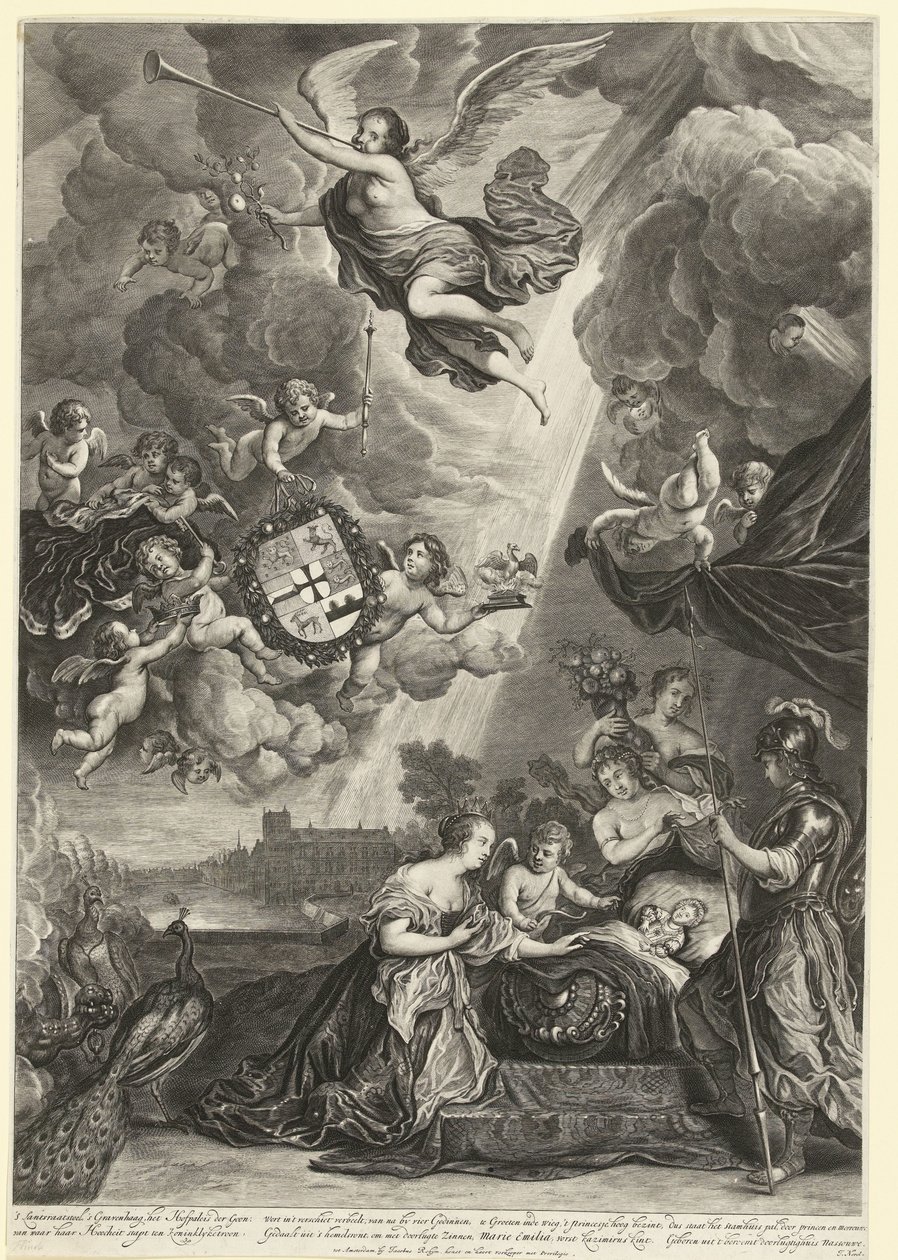 Allegori om fødslen af ​​prinsesse Maria Amalia, datter af Hendrik Casimir, 1689 af Cornelis van Dalen (II)