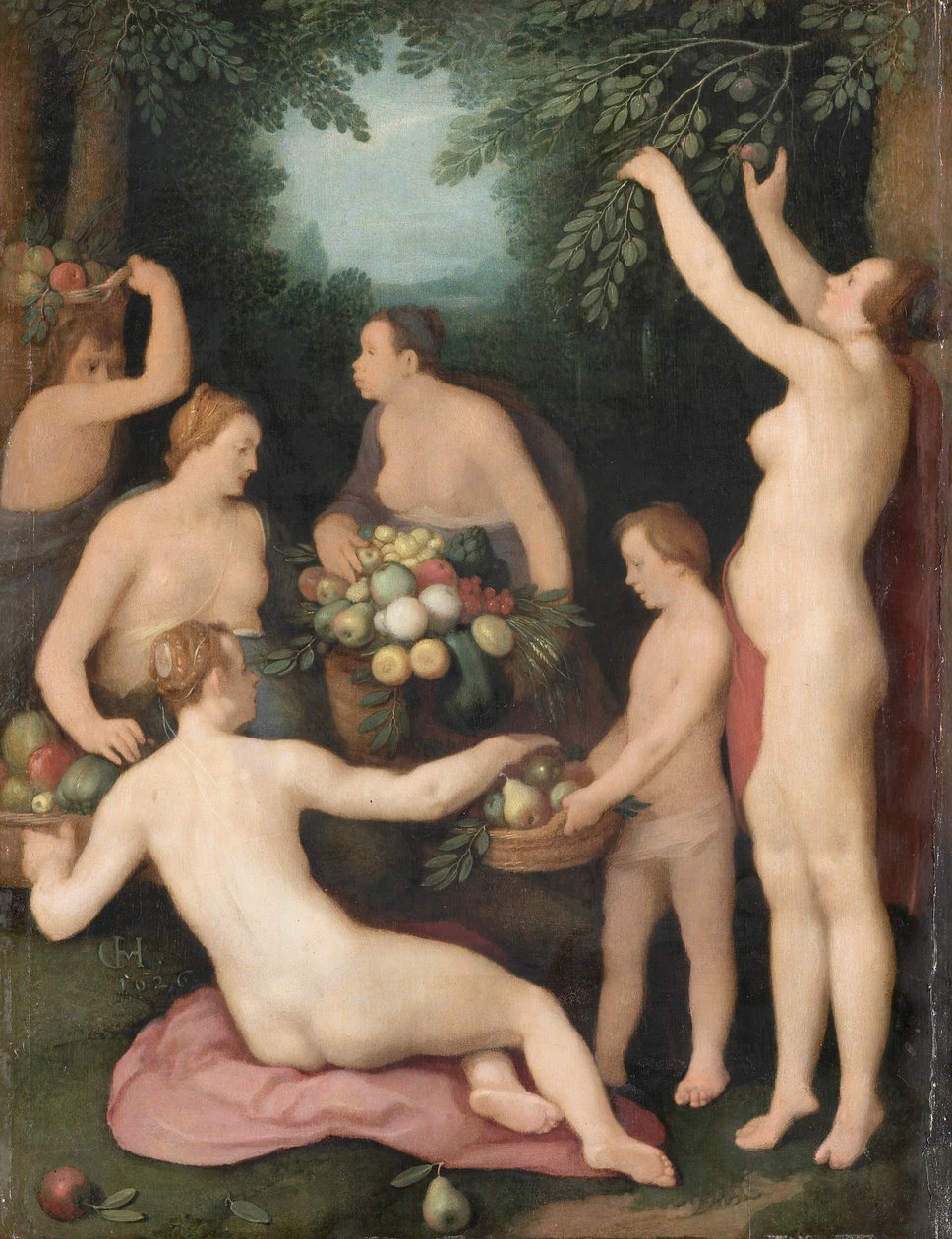 Pomona modtager høsten af frugt af Cornelis van Haarlem