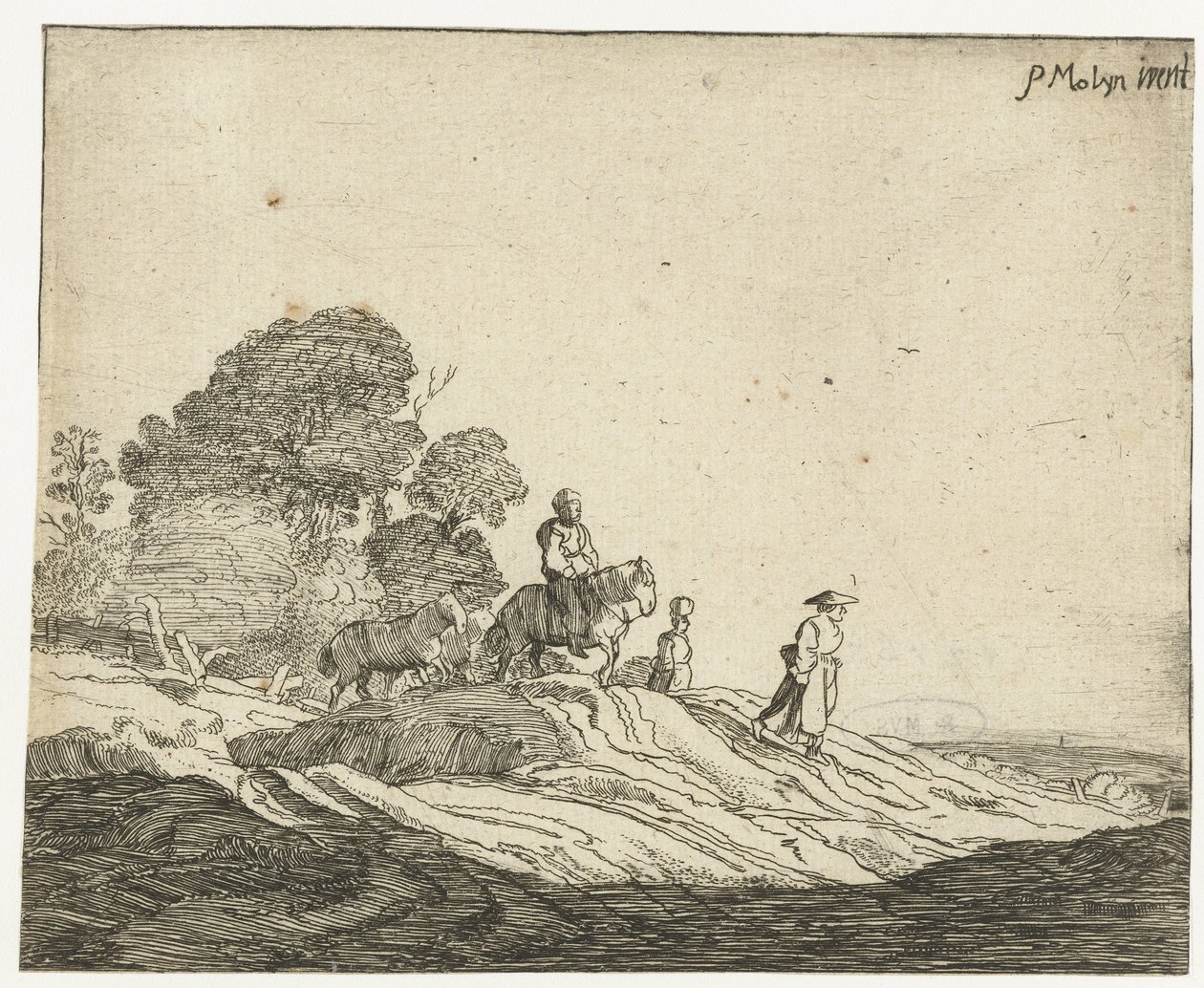 Landskab med heste Fire landskaber (serietitel) af Cornelis van Kittensteyn (attributed to)