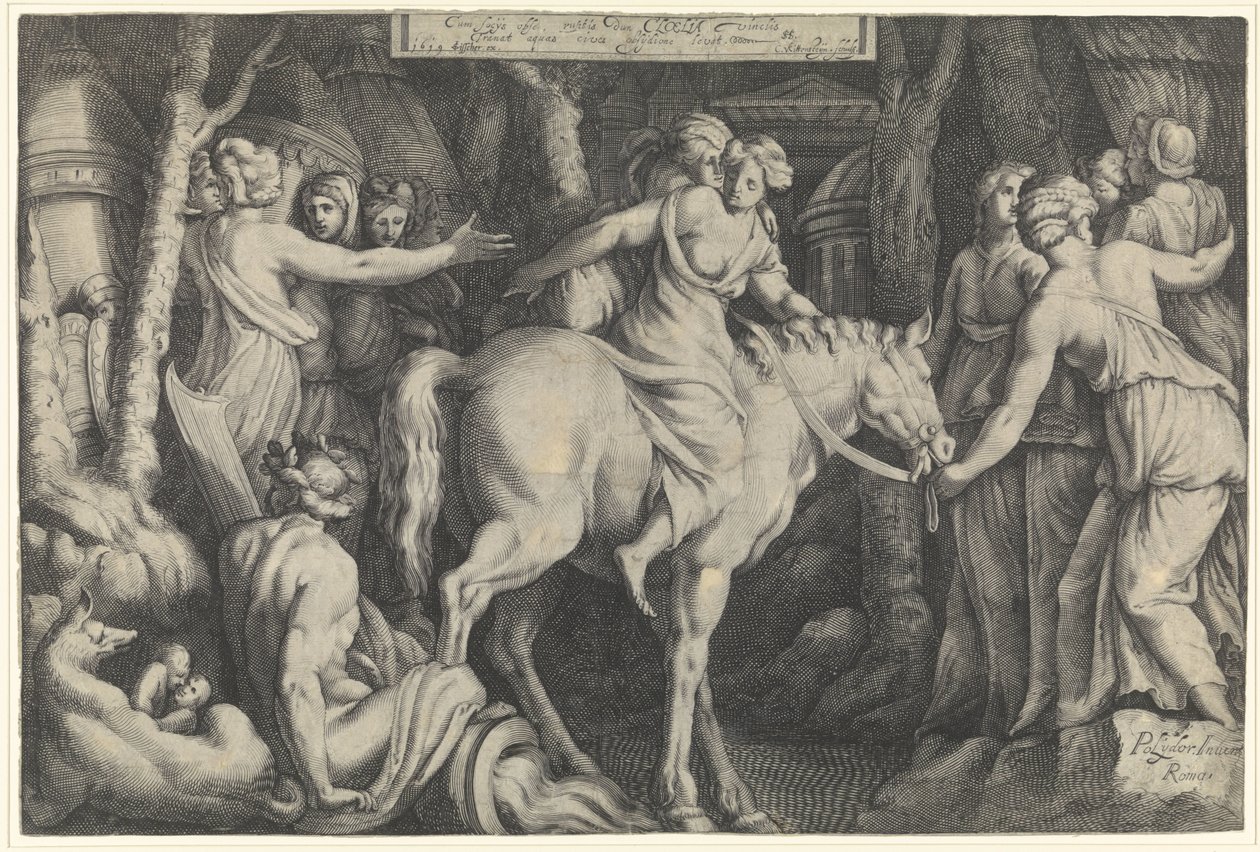 Cloelias flugt over Tiberen Cloelia (titel på objekt) af Cornelis van Kittensteyn