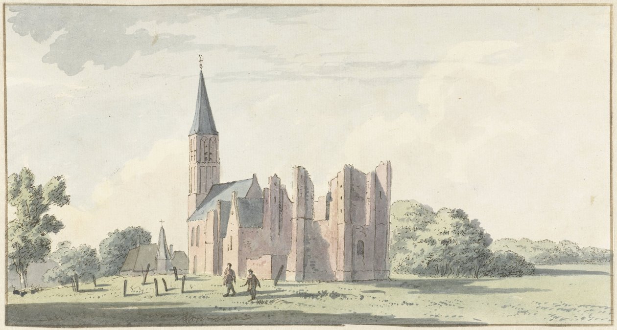 Ruinerne af kirken i Serooskerken af Cornelis van Noorde (attributed to)