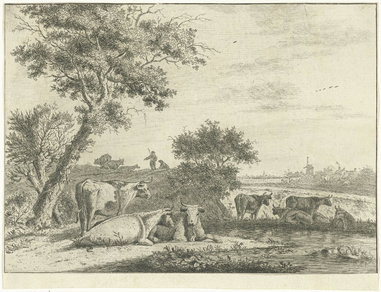 Landskab med køer af Cornelis van Noorde