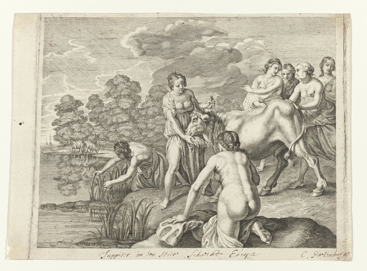 Jupiter spiller skak i Europa Metamorphoses of Ovid (serietitel) af Cornelis van Poelenburch (possibly)