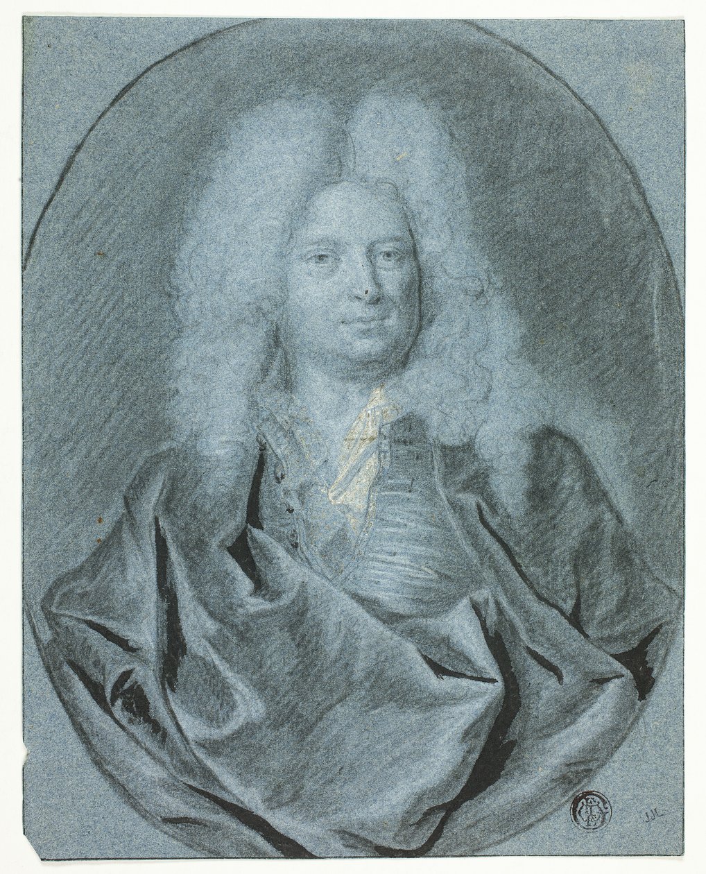 Portrætbuste af en mand med hvid paryk af Cornelis van Poelenburgh