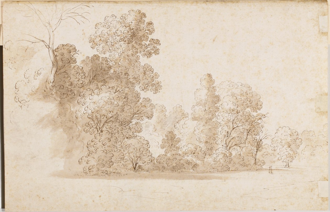A wooded landscapedani af Cornelis van Poelenburgh or Poelenburch