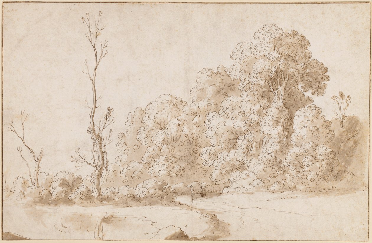Et skovklædt landskab af Cornelis van Poelenburgh or Poelenburch