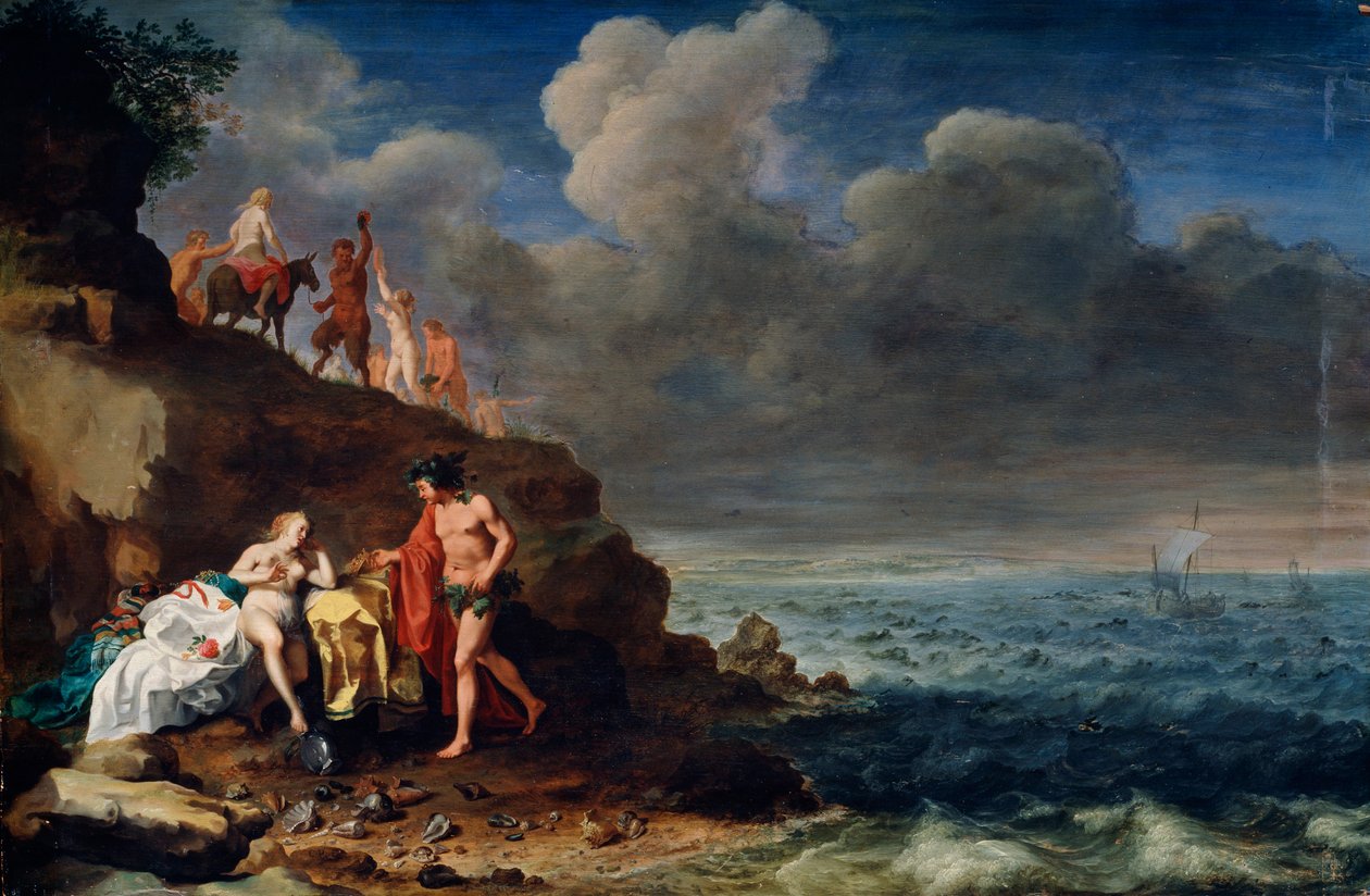 Bacchus og Ariadne på øen Naxos, 1600-tallet af Cornelis van Poelenburgh or Poelenburch