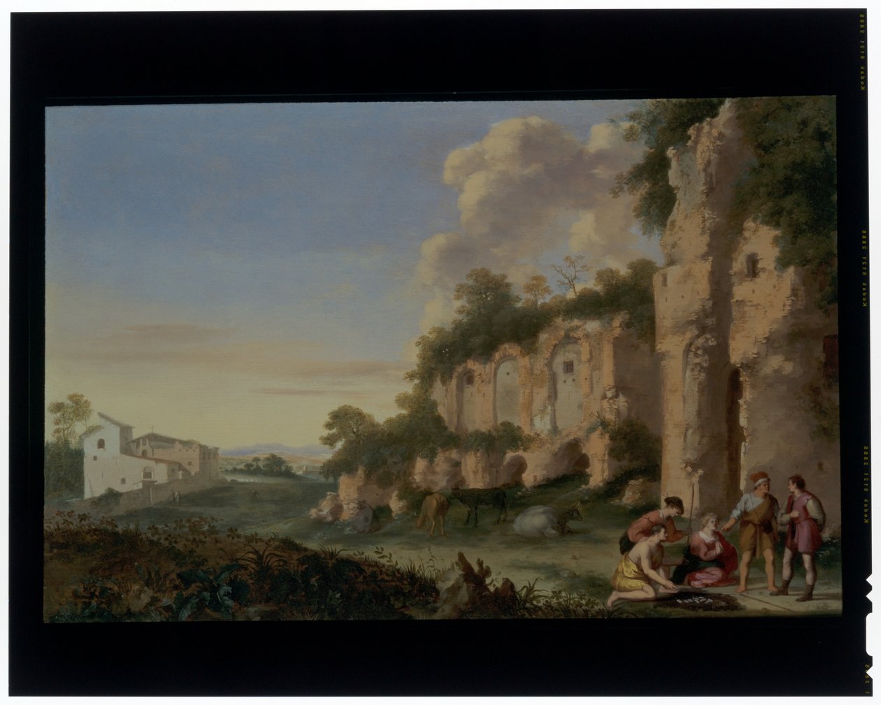 Kortskarp i et landskab af Cornelis van Poelenburgh or Poelenburch
