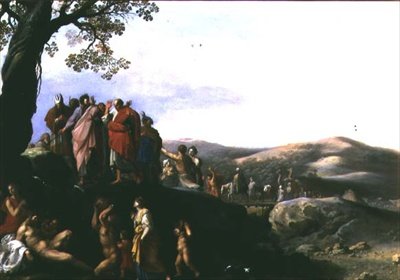 Moses slår vand fra klipperne af Cornelis van Poelenburgh or Poelenburch