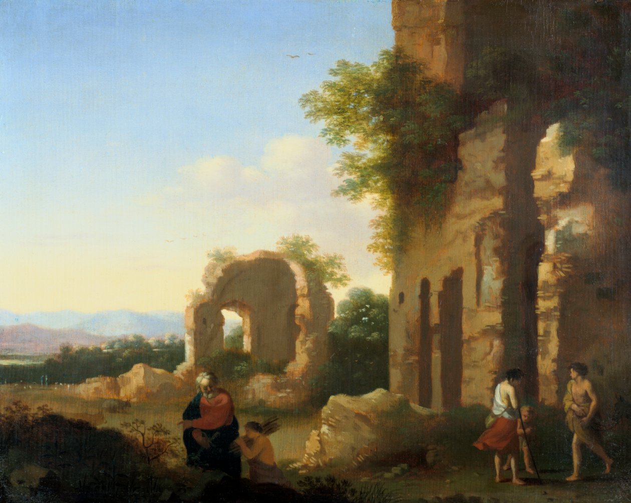 Abrahams og Isaks afgang, 1600-tallet af Cornelis van Poelenburgh or Poelenburch