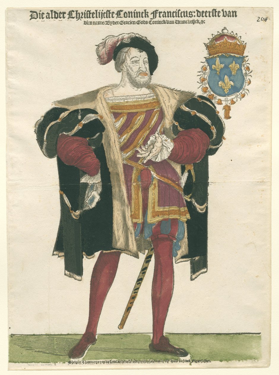 Portræt af Francois I (1494-1547), konge af Frankrig af Cornelisz Anthonisz
