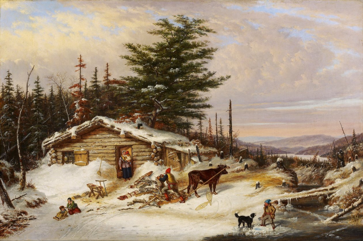 Nybyggere Loghus af Cornelius Krieghoff