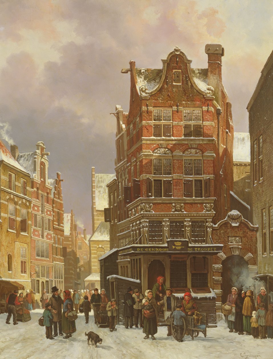 Belgien Gadescene, 1800-tallet af Cornelis Springer