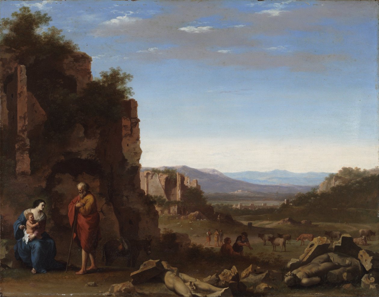 Resten på flyvningen til Egypten af Cornelis van Poelenburgh or Poelenburch