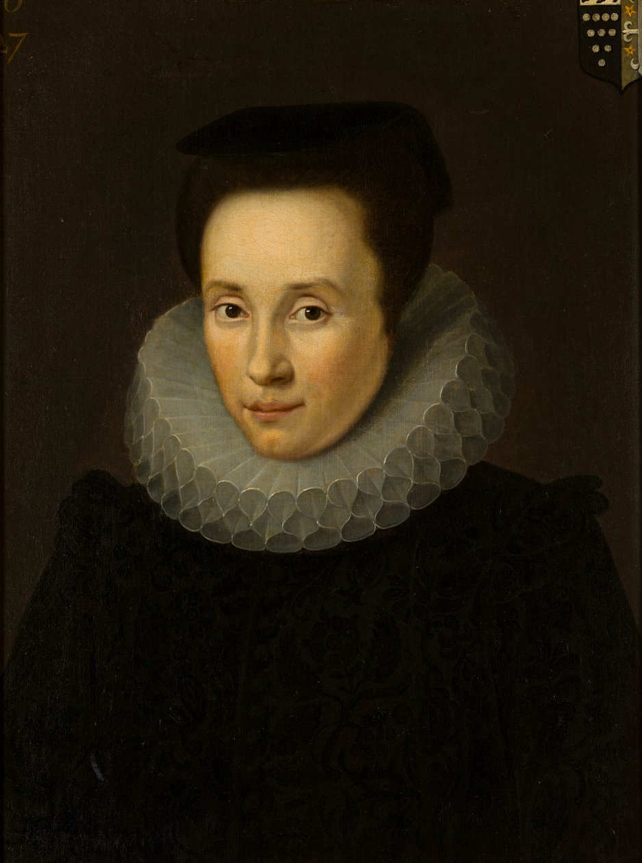Portræt af Elizabeth Helyar, Mrs John Bridgeman (1586-1636), ca. 1610-36 (olie på lærred) af Cornelius (attr. to) Janssen van Ceulen