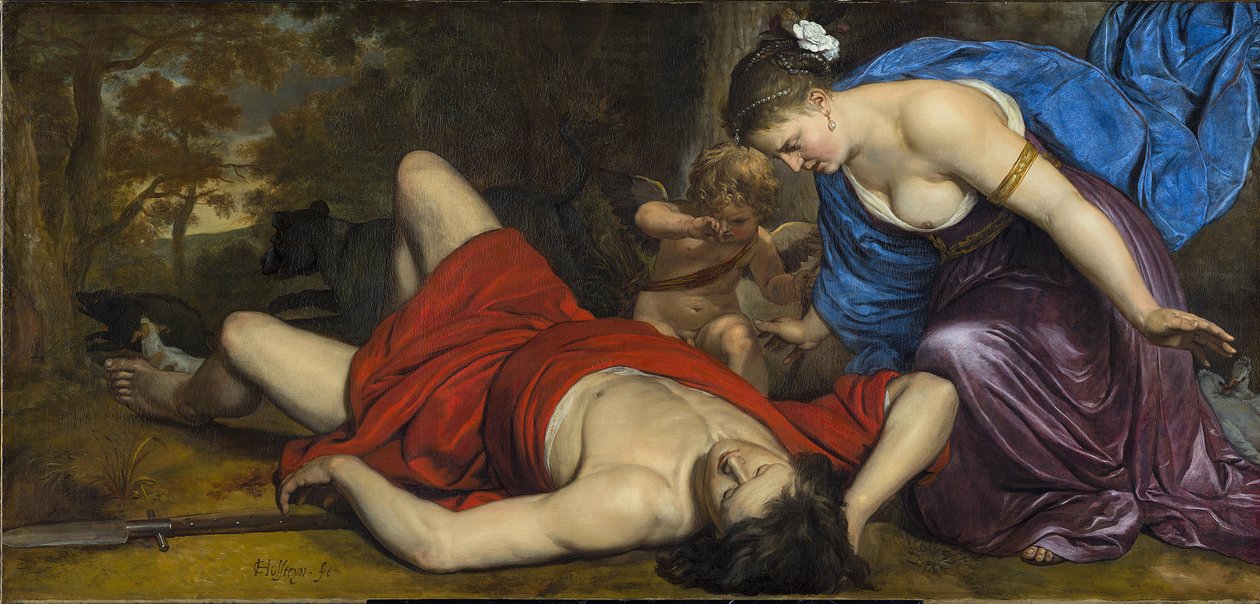 Venus og Amor sørger over de døde Adonis par Holsteijn, Cornelis Pieterszoon (1618-1658). Olie på lærred, ca. 1647-1648, Frans Hals Museum Haarlem af Cornelius Holsteyn