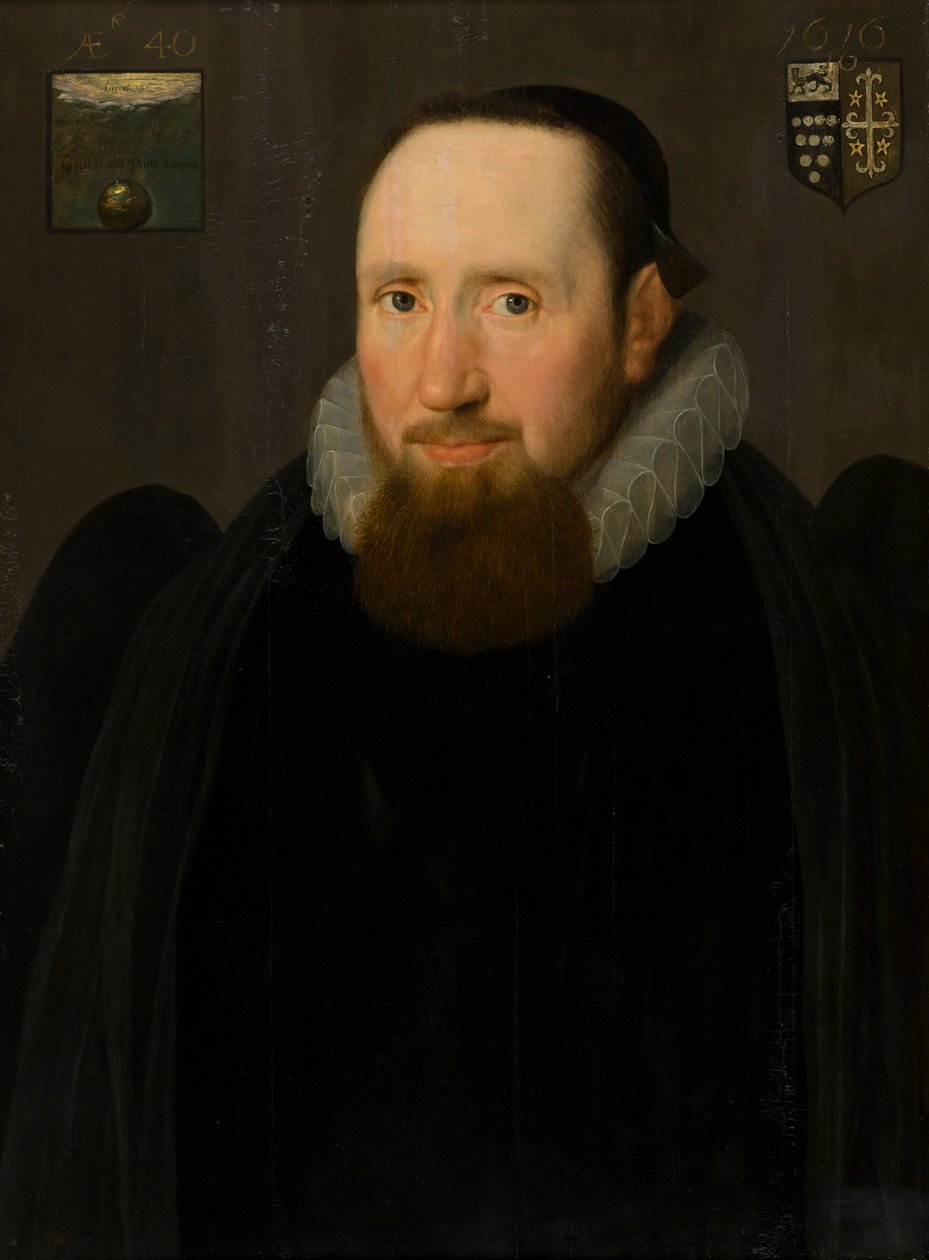Portræt af Dr. John Bridgeman, biskop af Chester, ca. 1616 (olie på panel) af Cornelius I (attr.to) Johnson