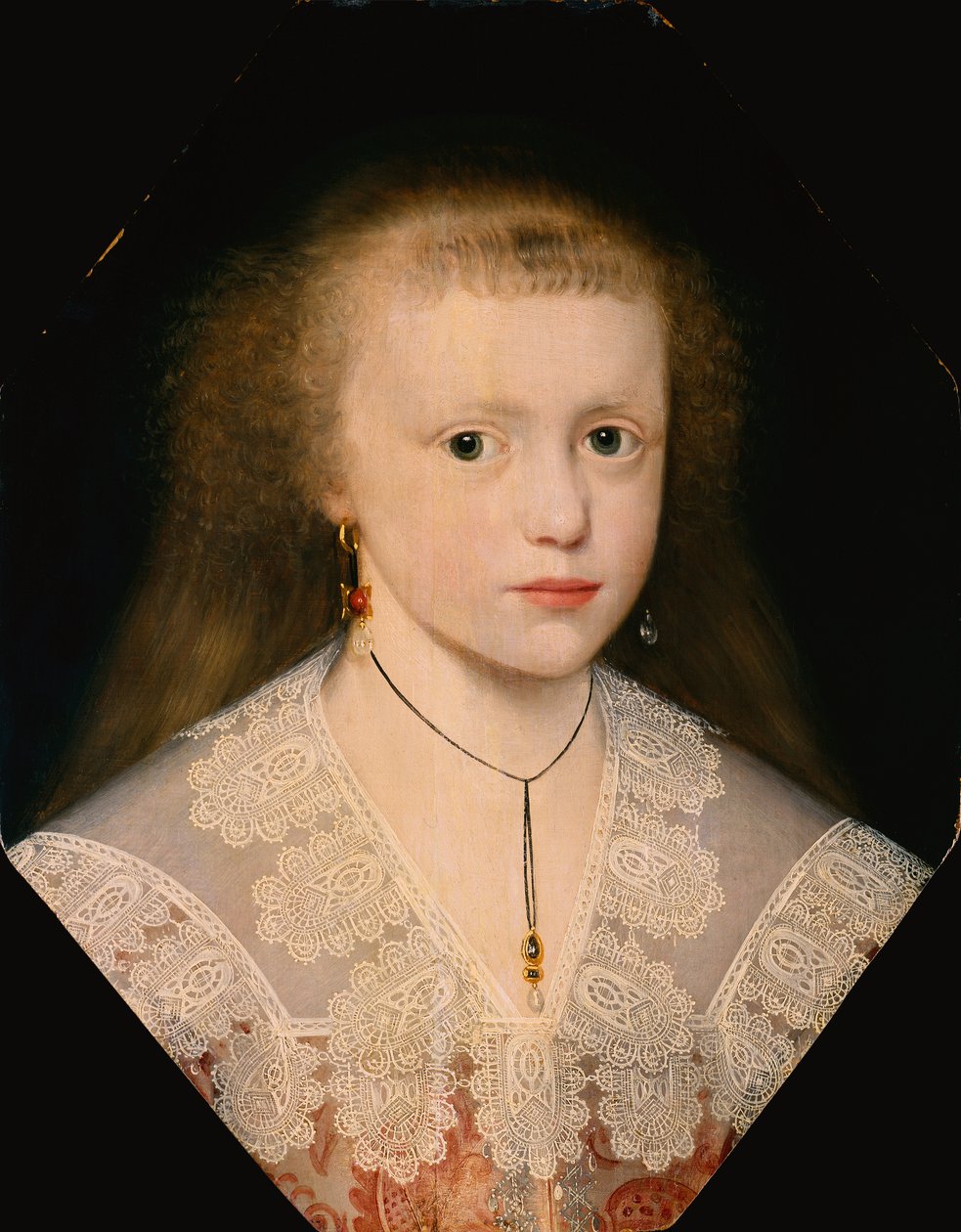Portræt af en ung pige af Cornelius I (attr.to) Johnson