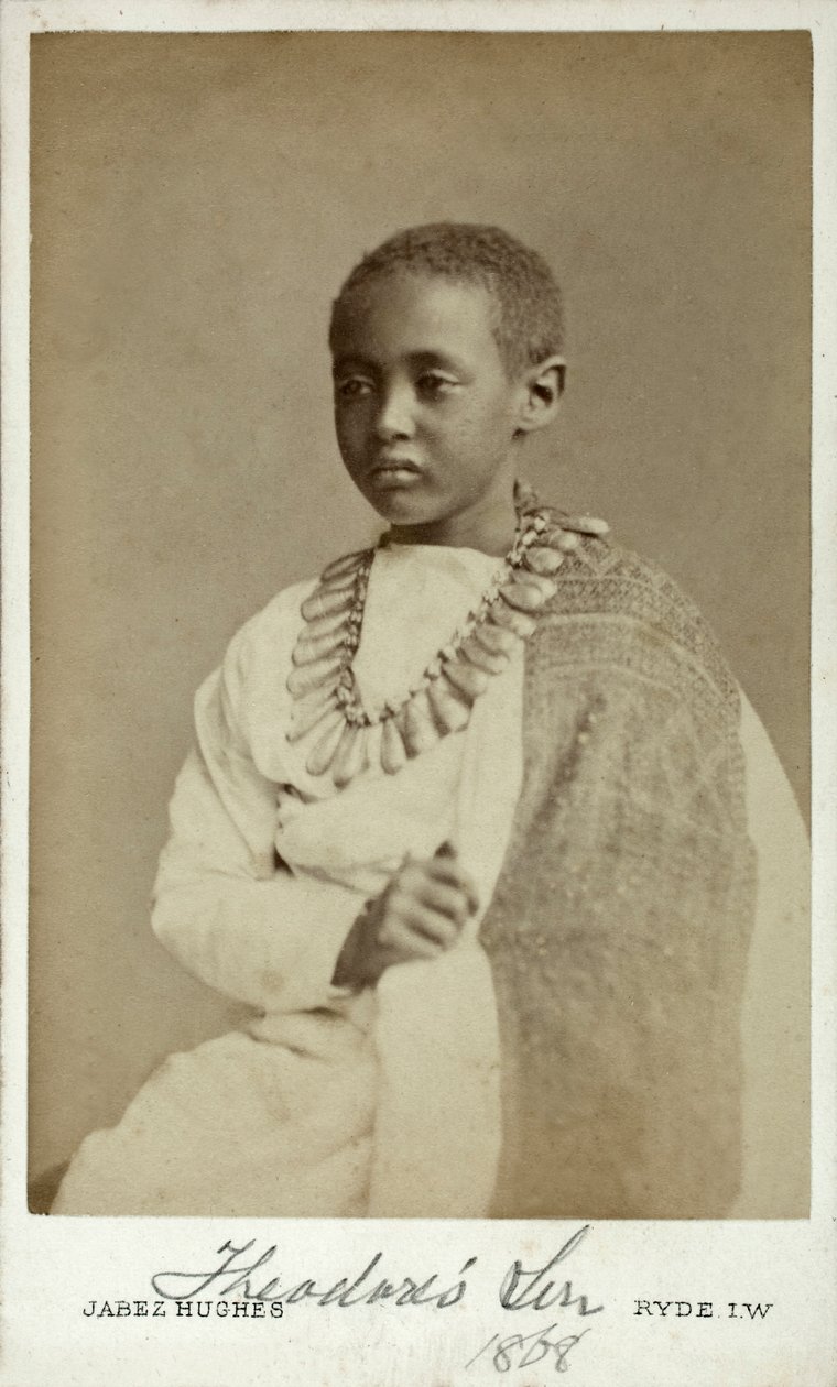 Prins Alamayu, søn af kejser Theodor II af Abessinien, Ryde, England, 1868 (albumin print) af Cornelius Jabez Hughes