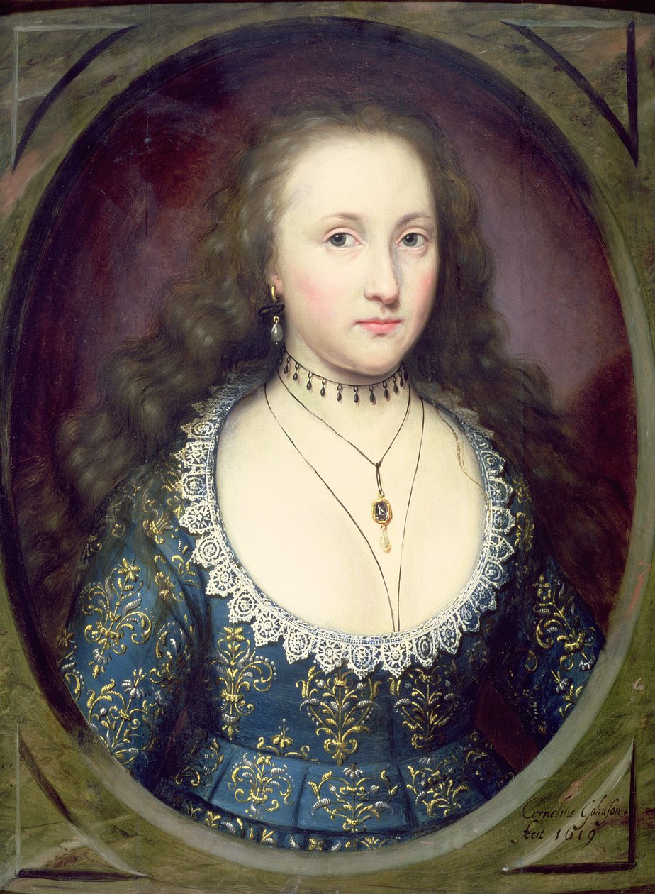 Portræt af en dame kaldet Mary, grevinde af Pembroke, 1619 af Cornelius Janssen van Ceulen