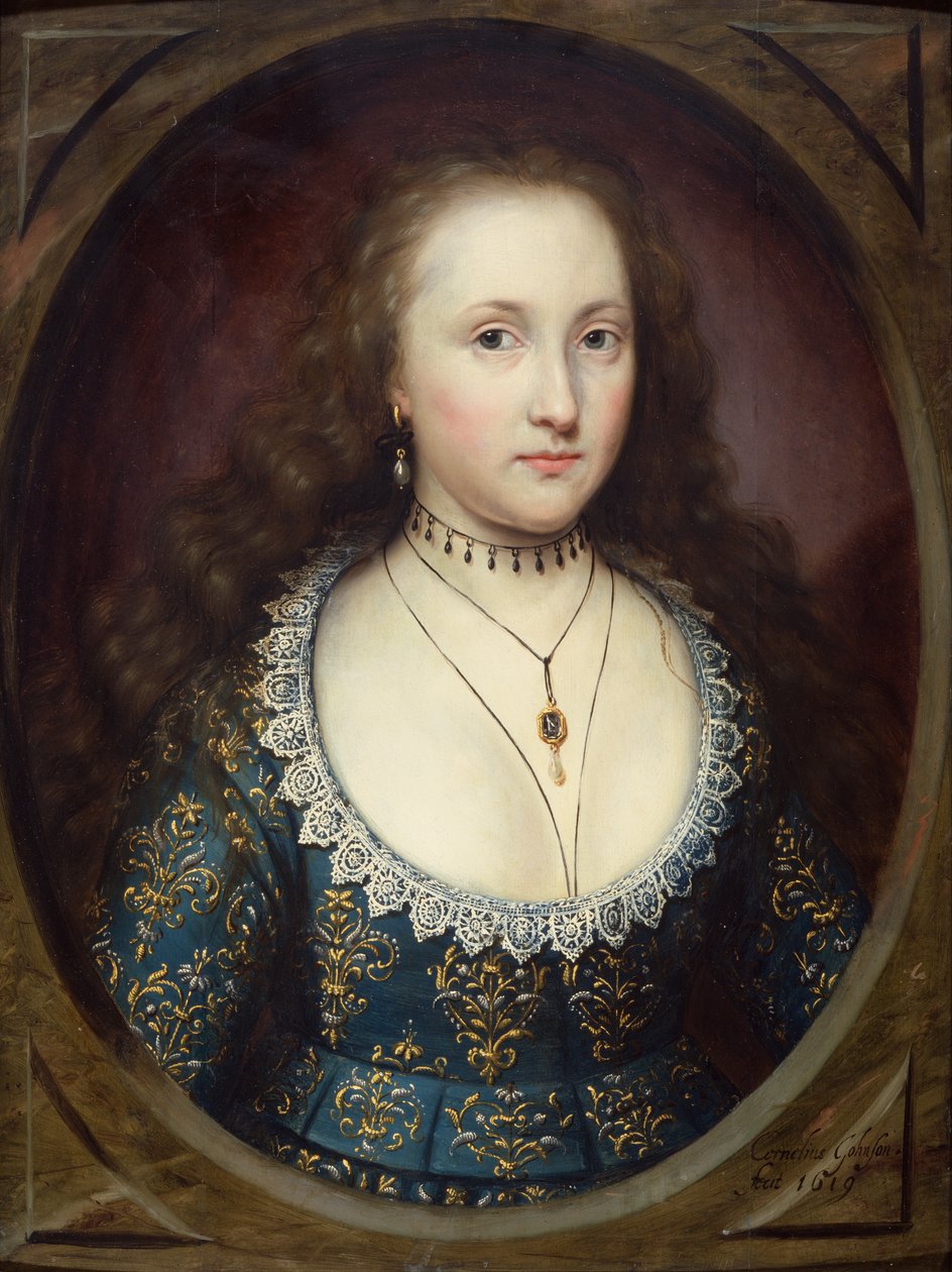 Portræt af en dame, kaldet Mary, grevinde af Pembroke af Cornelius Janssen van Ceulen