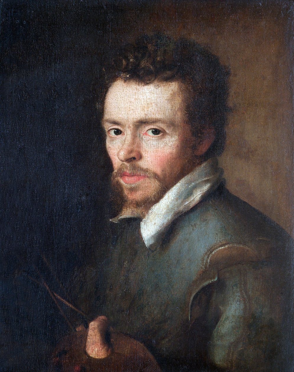 Selvportræt af en ukendt maler med palet og pensler, 1596 af Cornelius Ketel