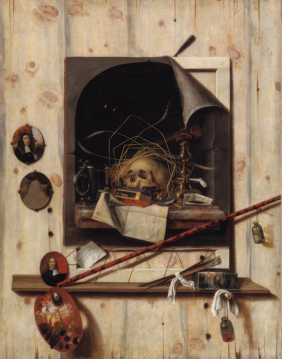 Studio Wall og Vanitas Still Life af Cornelis Norbertus Gijsbrechts