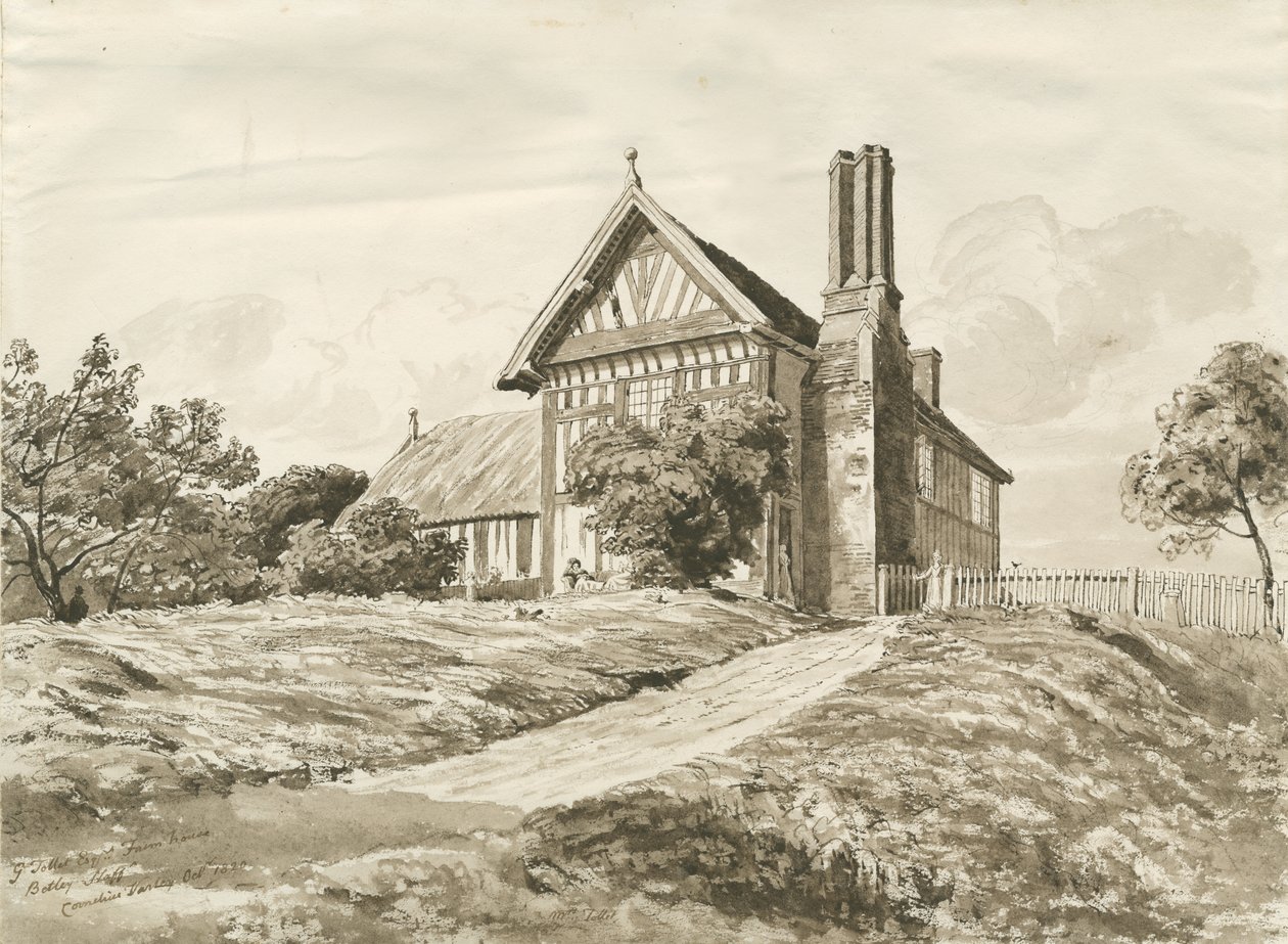 Betley - Farmhouse: pen og sepia tegning, okt 1820 (tegning) af Cornelius Varley