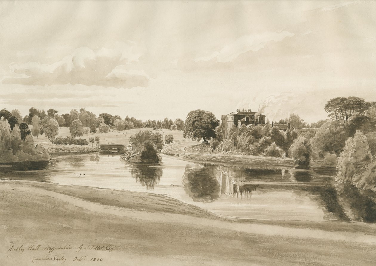 Betley Hall: sepia wash drawing, Oct 1820dani af Cornelius Varley