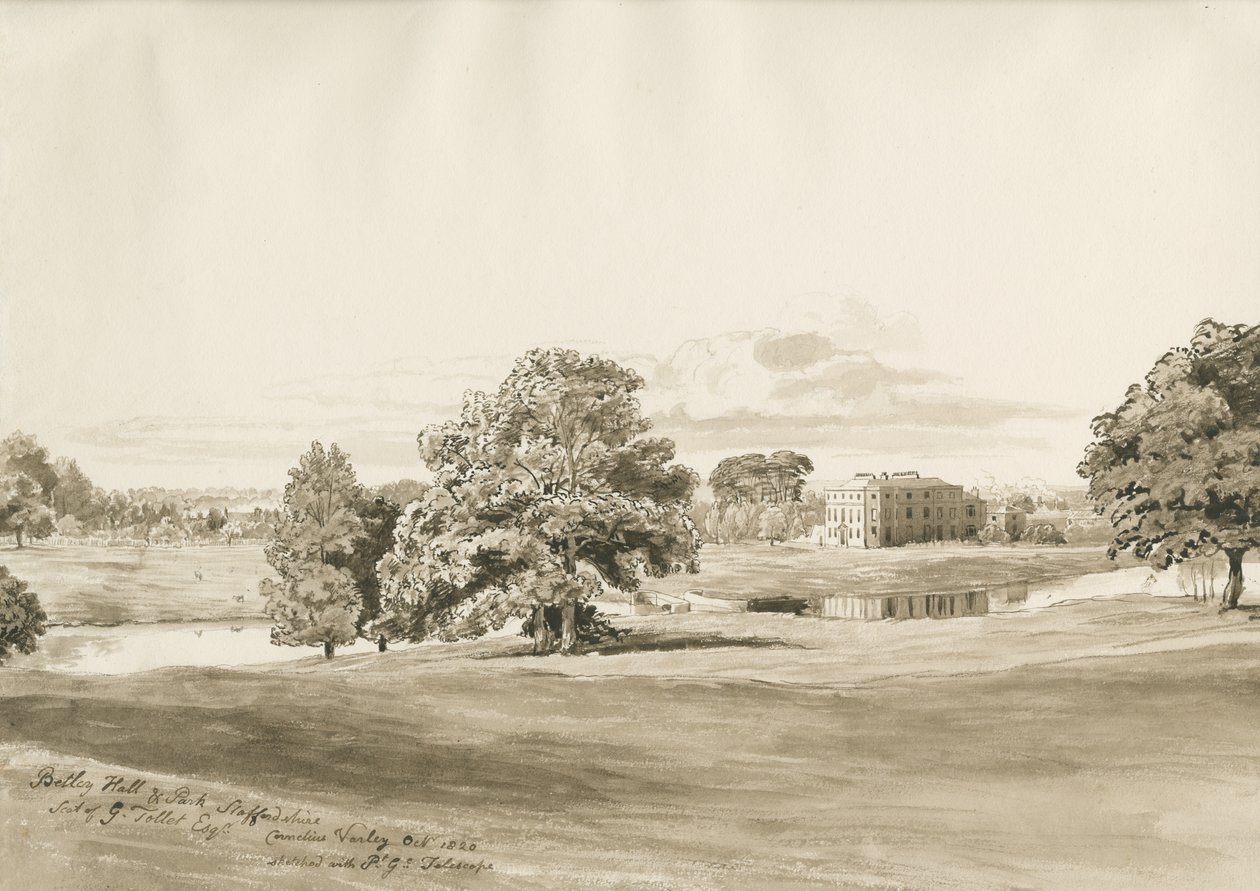 Betley Hall: sepia wash drawing, Oct 1820dani af Cornelius Varley