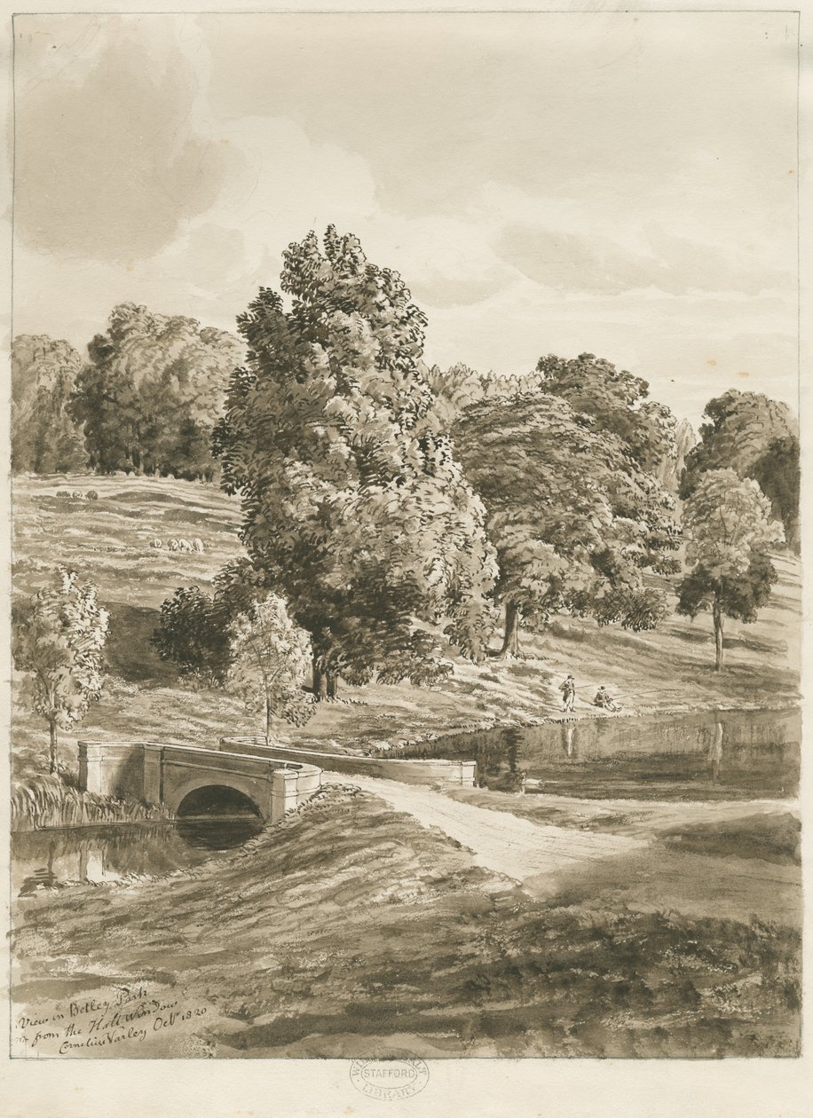 Betley Park: sepia vask tegning, okt 1820 (tegning) af Cornelius Varley