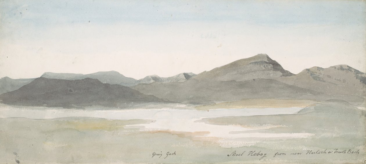 Craig Goch, Moel Hebog, North Wales, ca. 1802. af Cornelius Varley