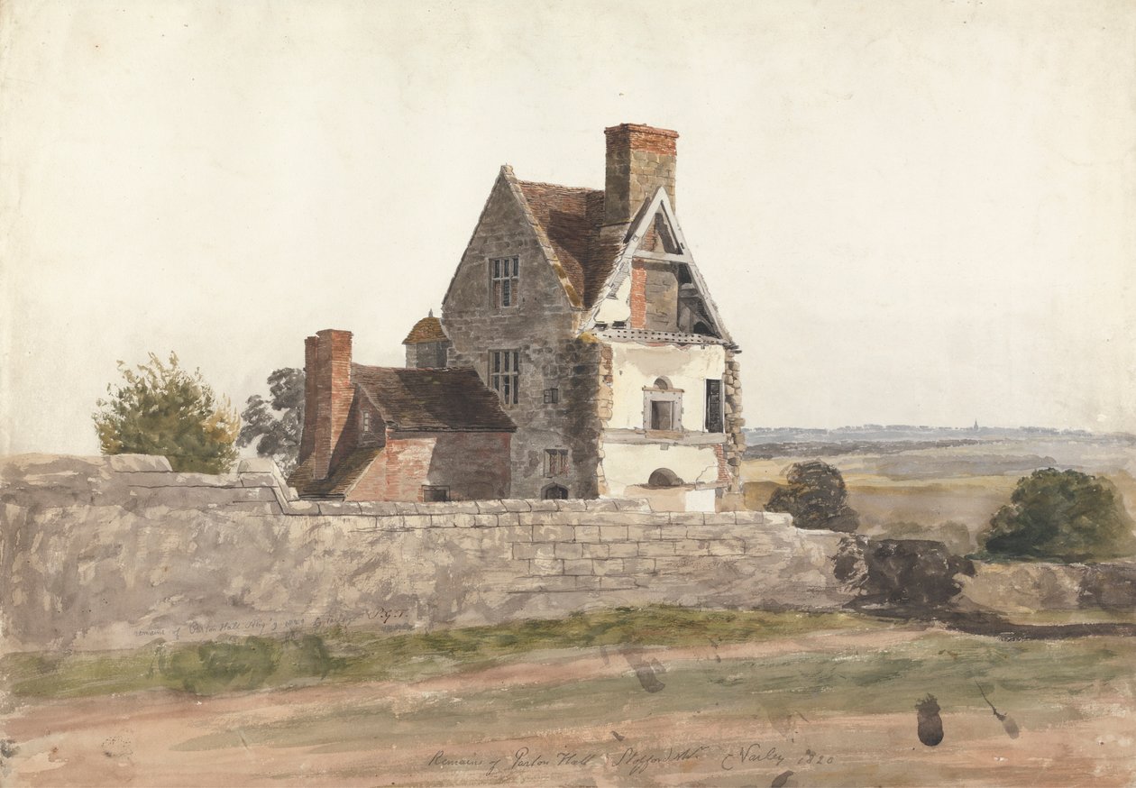 Rester af Purton Hall, Staffordshire af Cornelius Varley