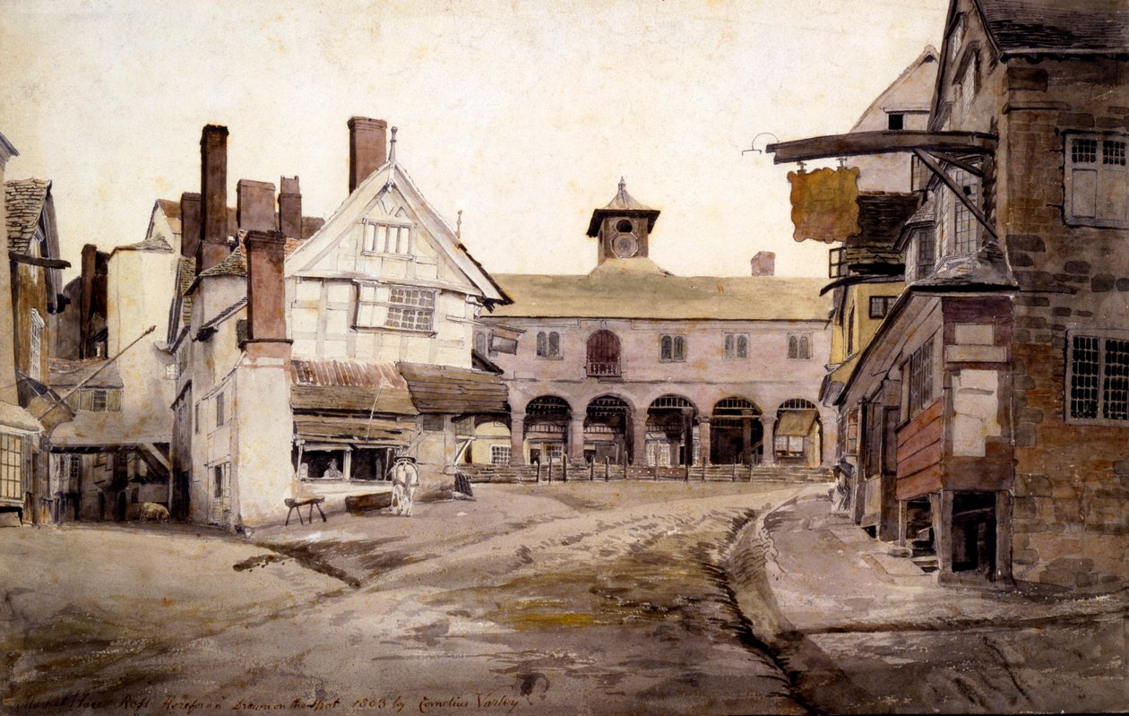 The Market Place, Ross, Hertfordshire, 1803 af Cornelius Varley
