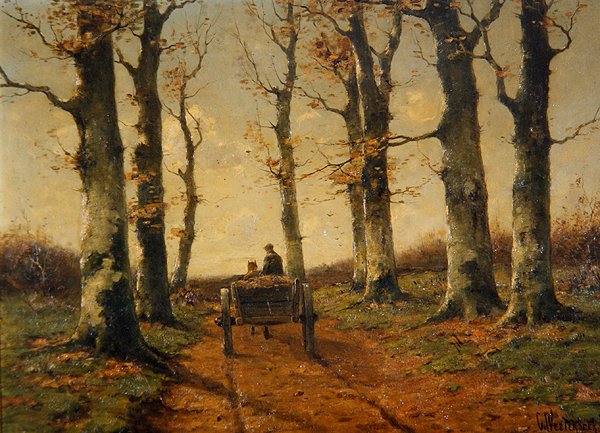 A Country Lane, ca. 1880 (olie på panel) af Cornelius Westerbeek Jrn.