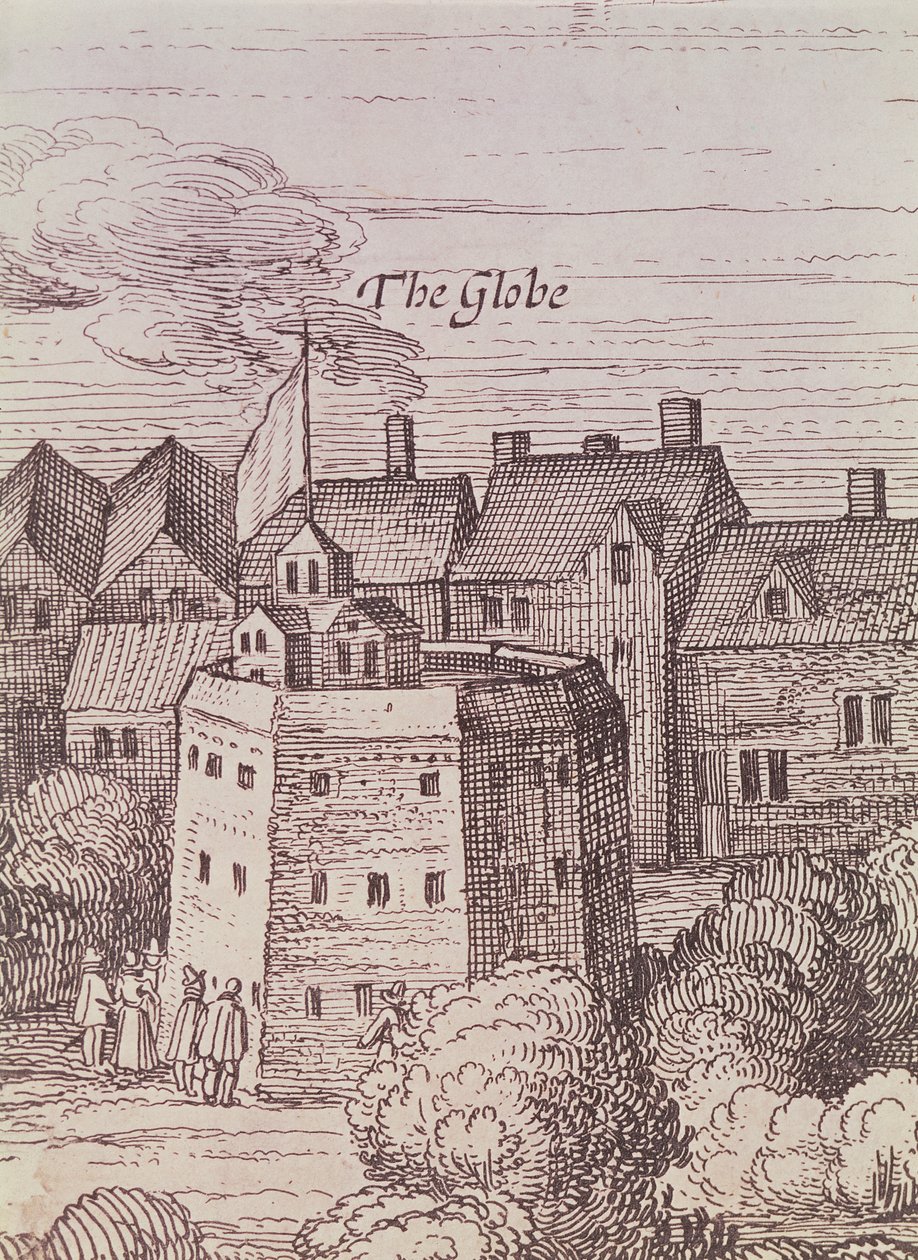 The Globe Theatre, detalje fra en gravering af Cornelius de Visscher
