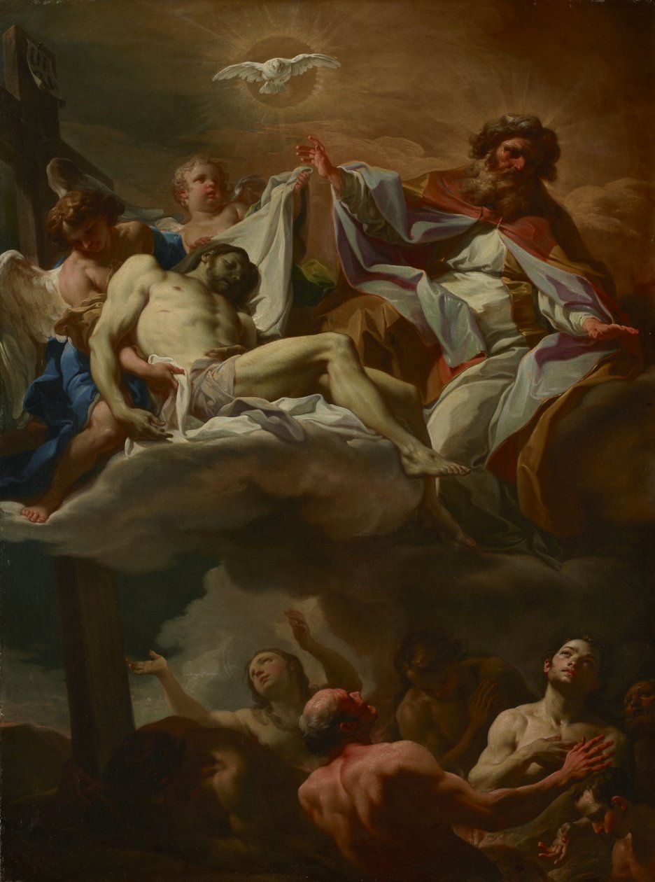 Treenigheden med sjæle i skærsilden, ca. 1740 af Corrado Giaquinto