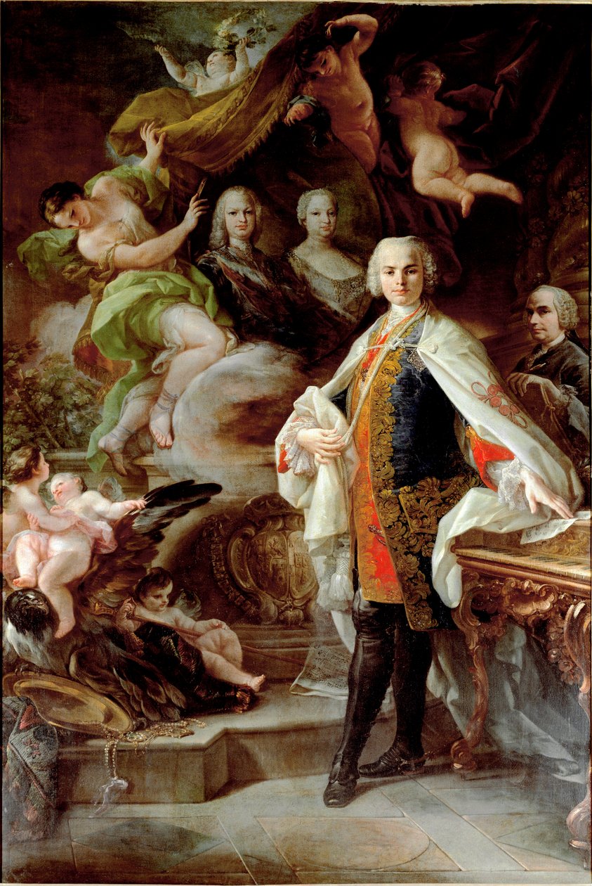Portræt af den italienske kastrat Carlo Farinelli (kendt som Carlo Broschi af Corrado Giacquinto