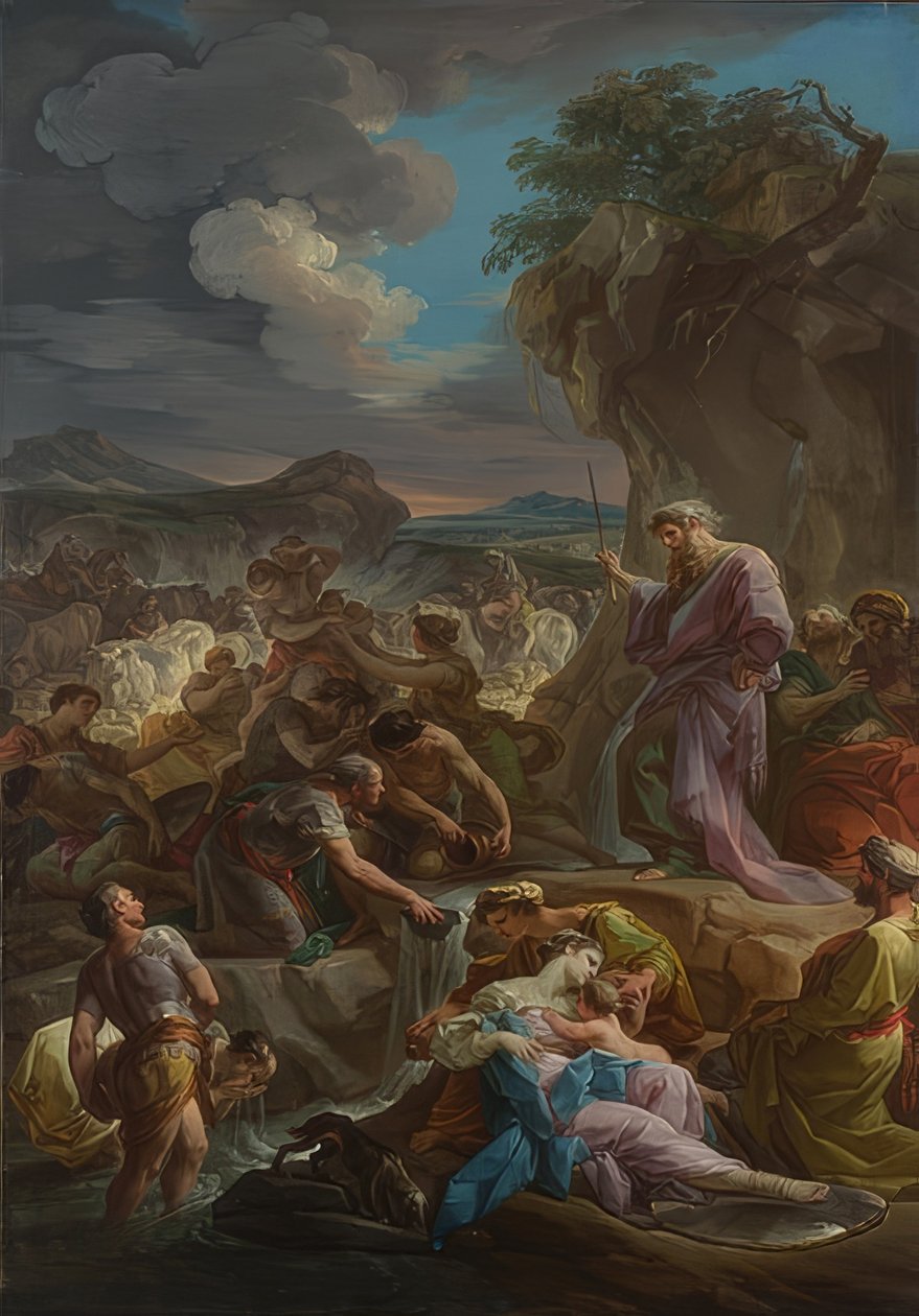 Moses slår vand ud af klippen. 1743-44 af Corrado Giaquinto