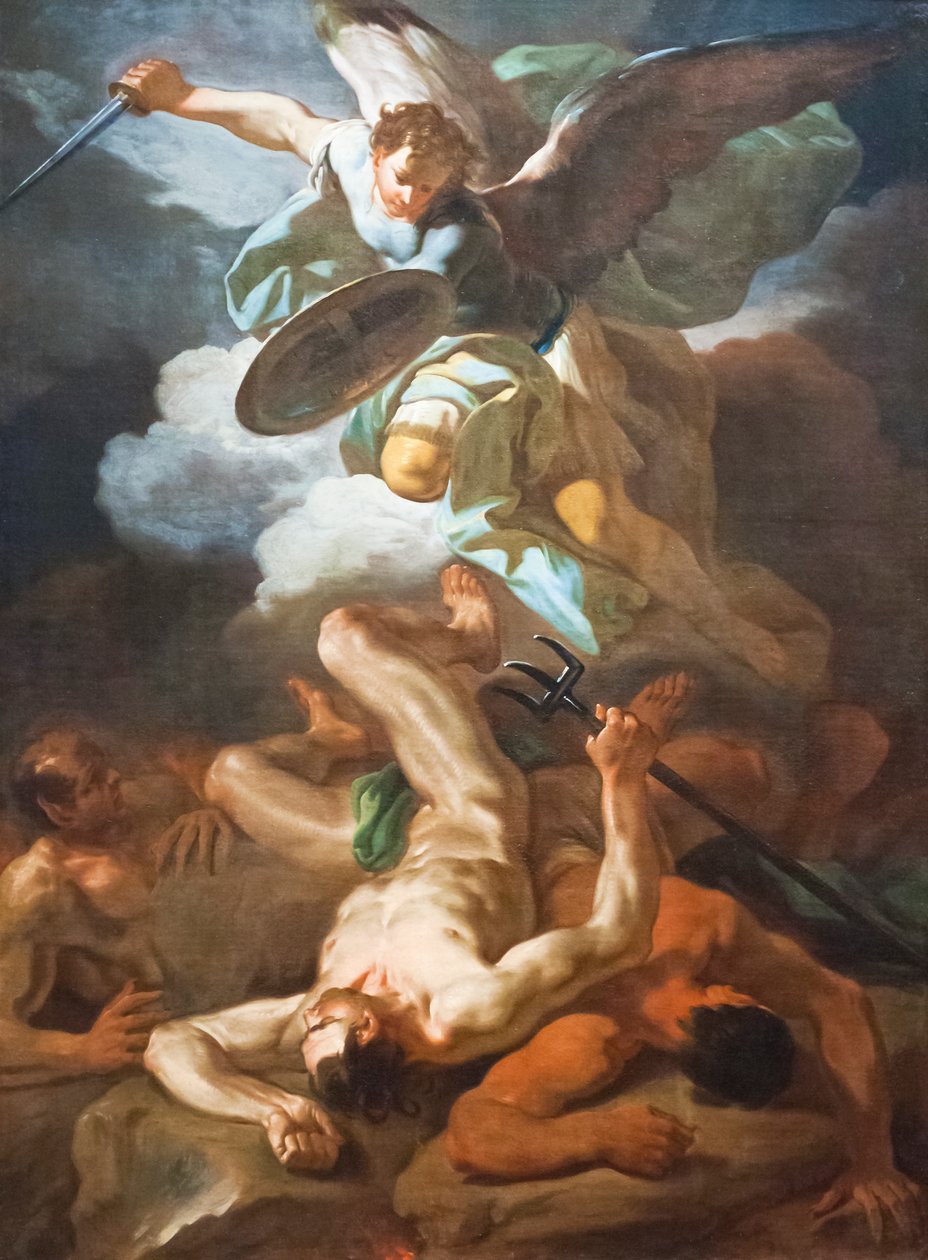 Ærkeenglen Sankt Michael besejrer Satan (olie på lærred) af Corrado Giaquinto