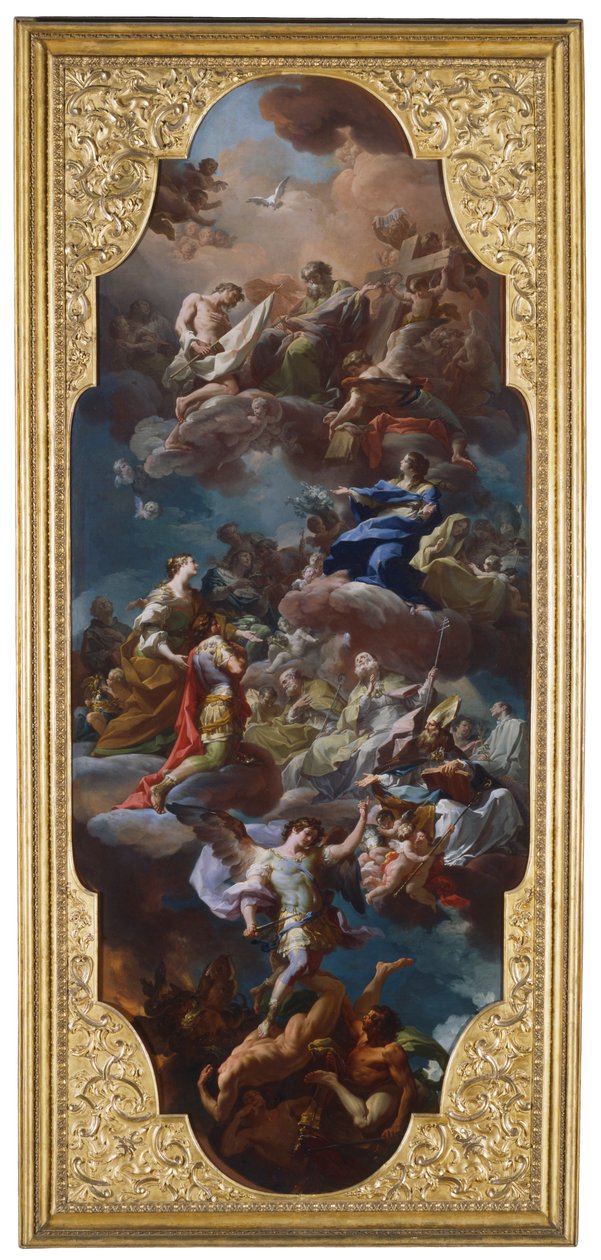 Sankt Helena og kejser Konstantin præsenteret for den hellige treenighed af Jomfru Maria af Corrado Giaquinto