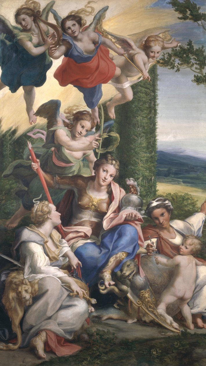 Allegory of the Virtues, ca. 1529-30 (tempera på lærred) af Antonio da Correggio
