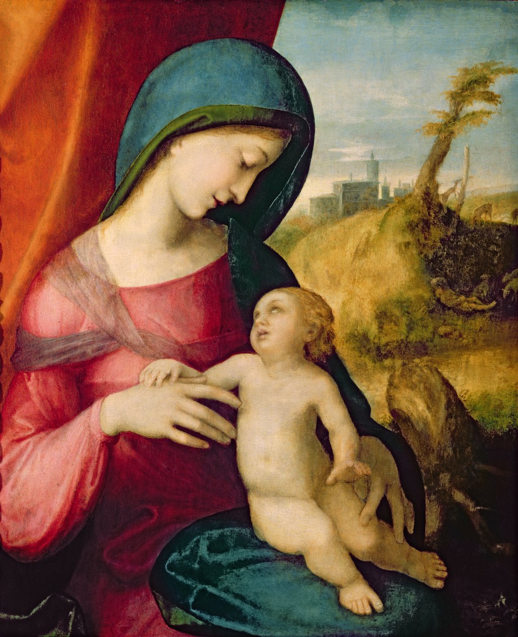 Madonna med barn, 1512-14 af Antonio da Correggio