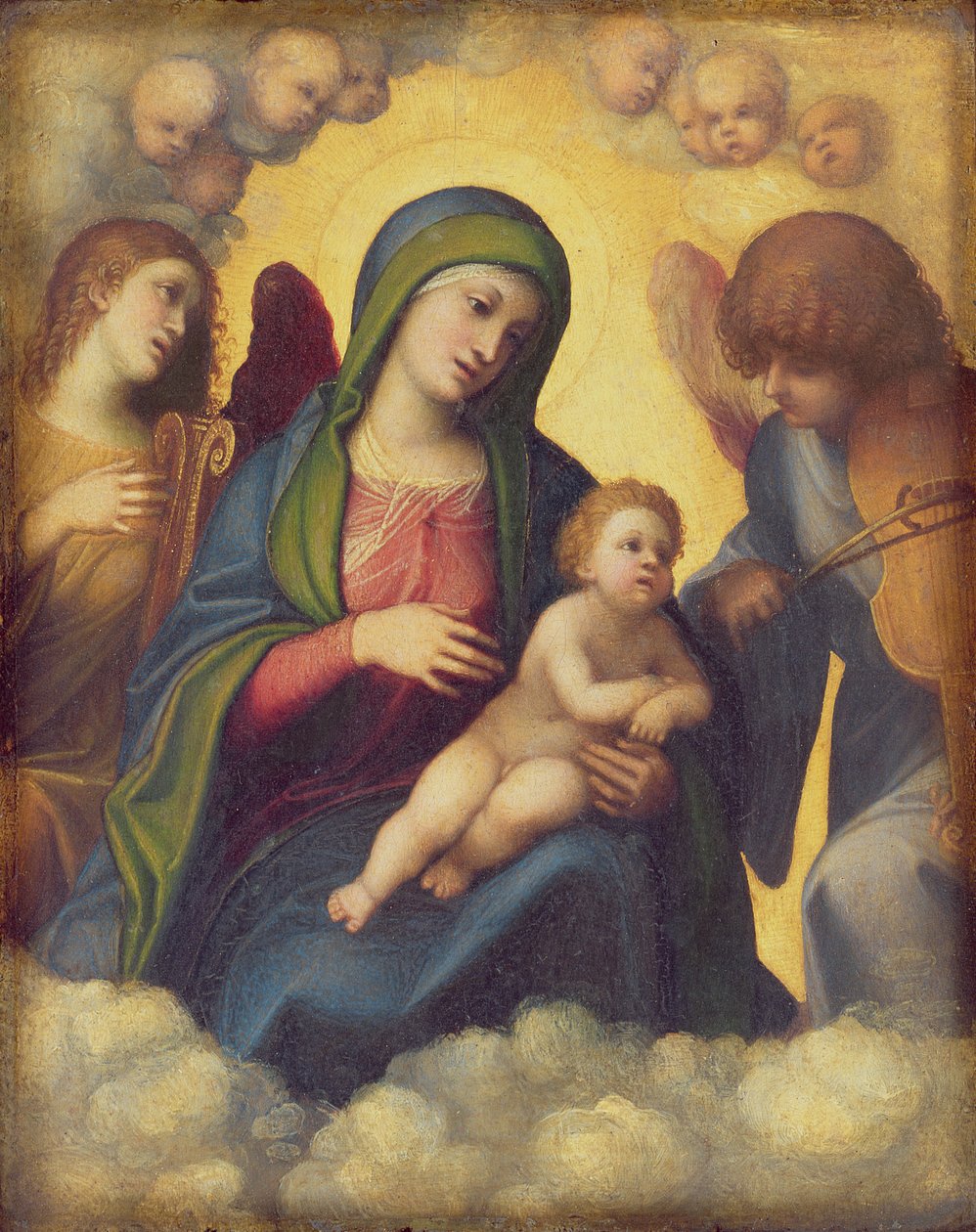 Madonna og barn og barn i herlighed, ca. 1520 af Antonio da Correggio