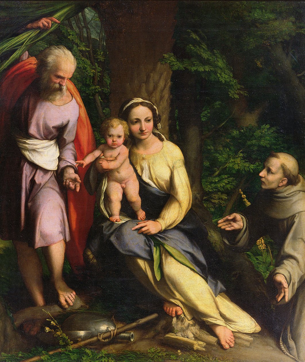 Hvil på flugten til Egypten, ca. 1515 af Antonio da Correggio