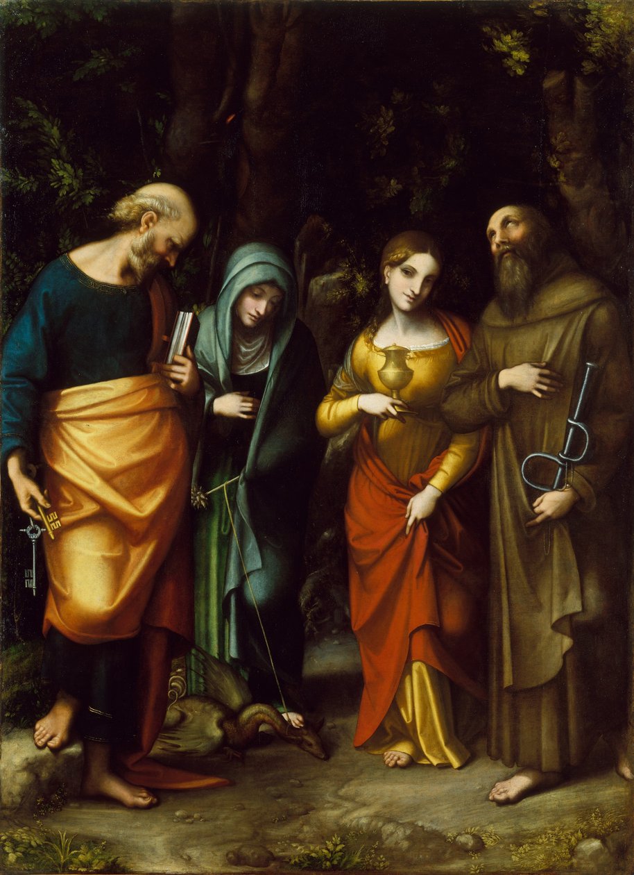De hellige Peter, Martha, Maria Magdalena og Leonard, ca. 1515-7 af Antonio da Correggio
