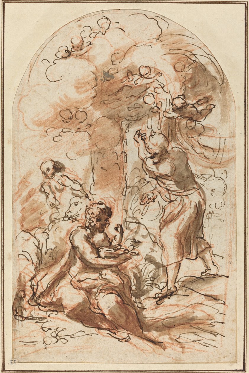 Undersøgelse af "Madonna Della Scodella" [Recto] af Correggio